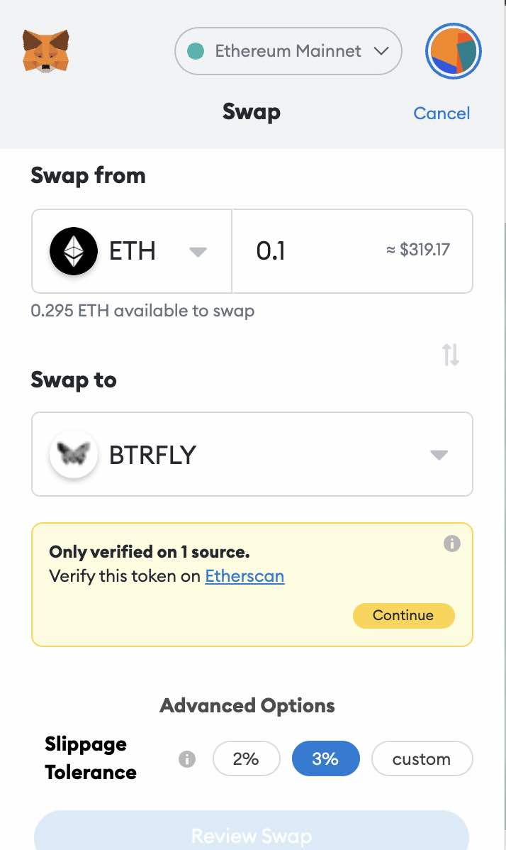 Swap your coin on Metamask directly