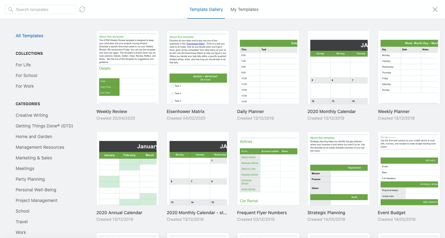 Evernote Templates